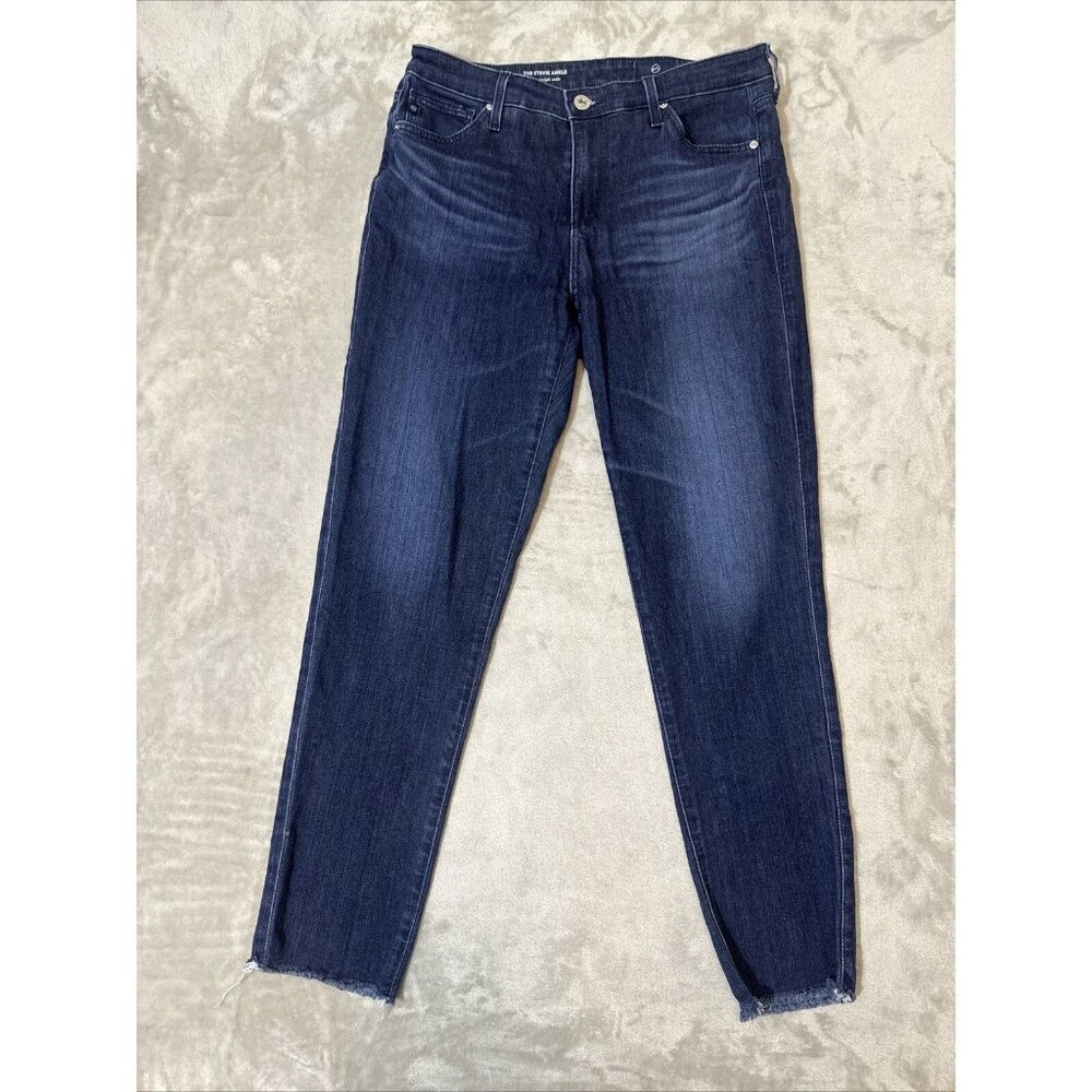 Women’s Adriano Goldschmied Jeans Stevie Slim Straight Ankle Dark Was Raw Hem 28